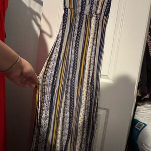 Hype Navy and Yellow Striped Maxi Dress